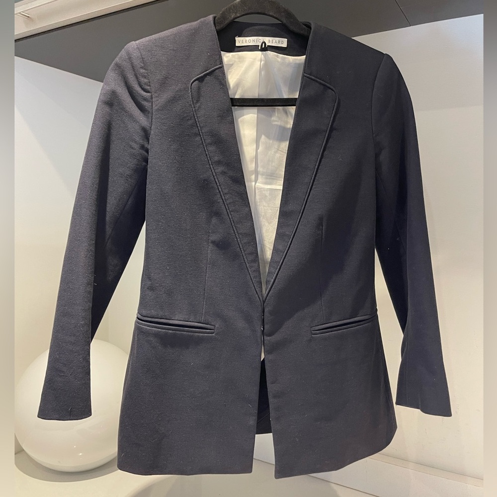 $598 VERONICA BEARD Navy Blue Dickey Jacket sz 00